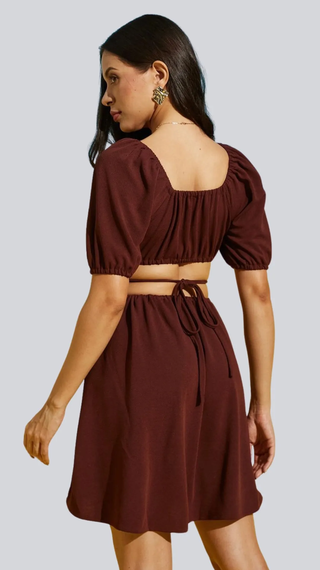 Sultry Lace-Up Waist Mini Dress