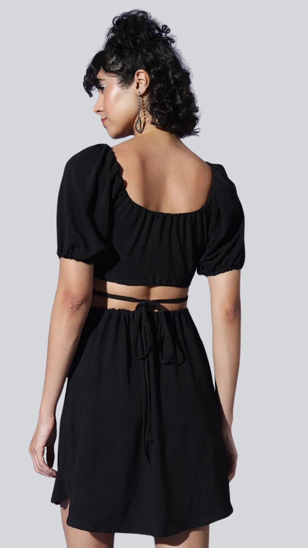 Sultry Lace-Up Waist Mini Dress