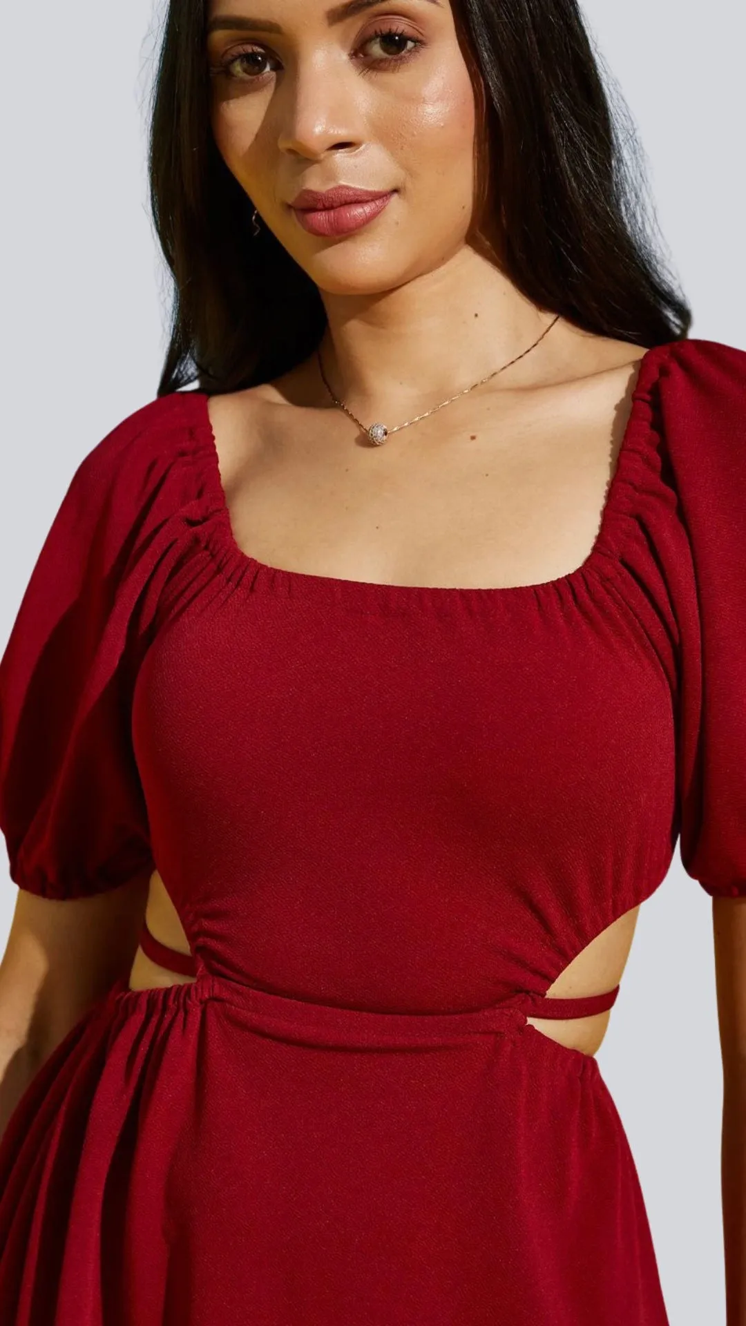 Sultry Lace-Up Waist Mini Dress