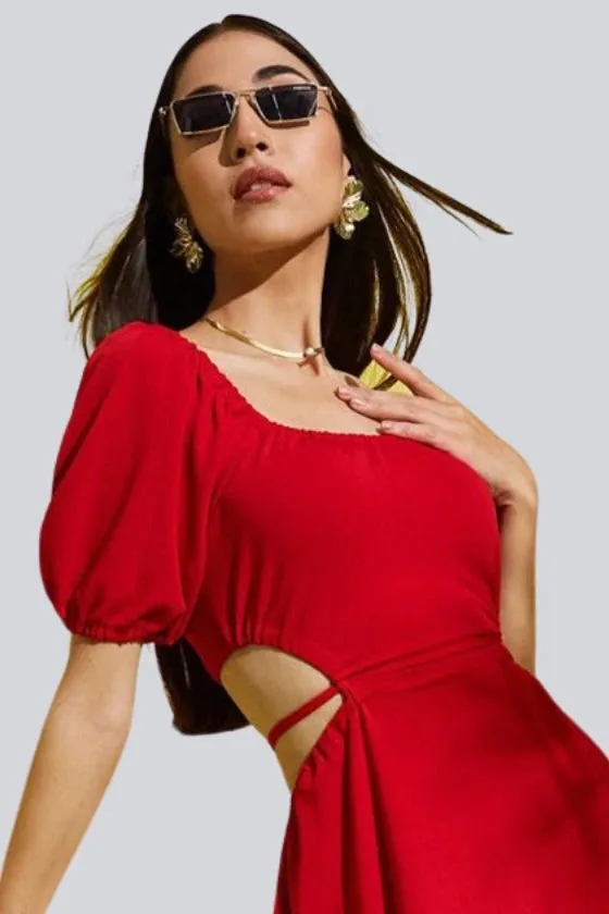 Sultry Lace-Up Waist Mini Dress