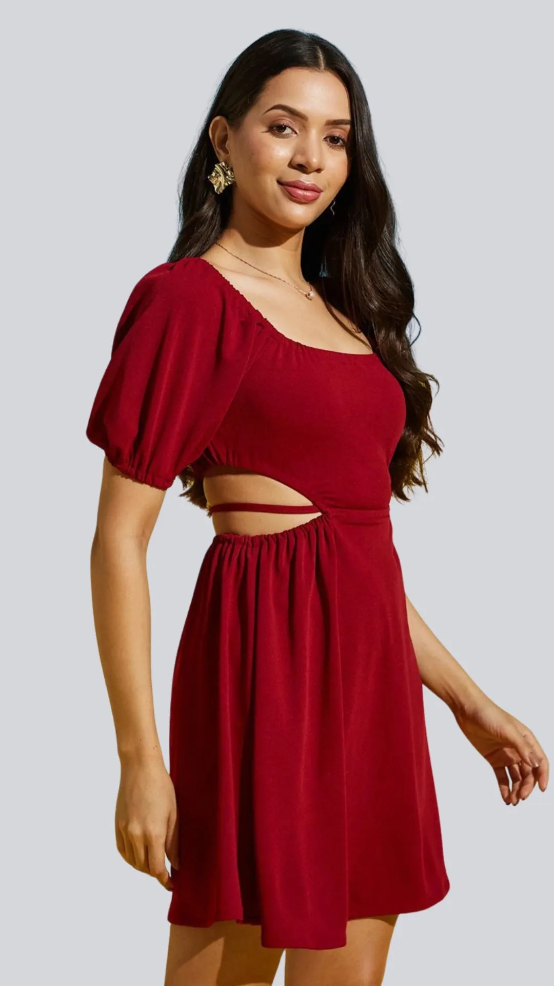 Sultry Lace-Up Waist Mini Dress
