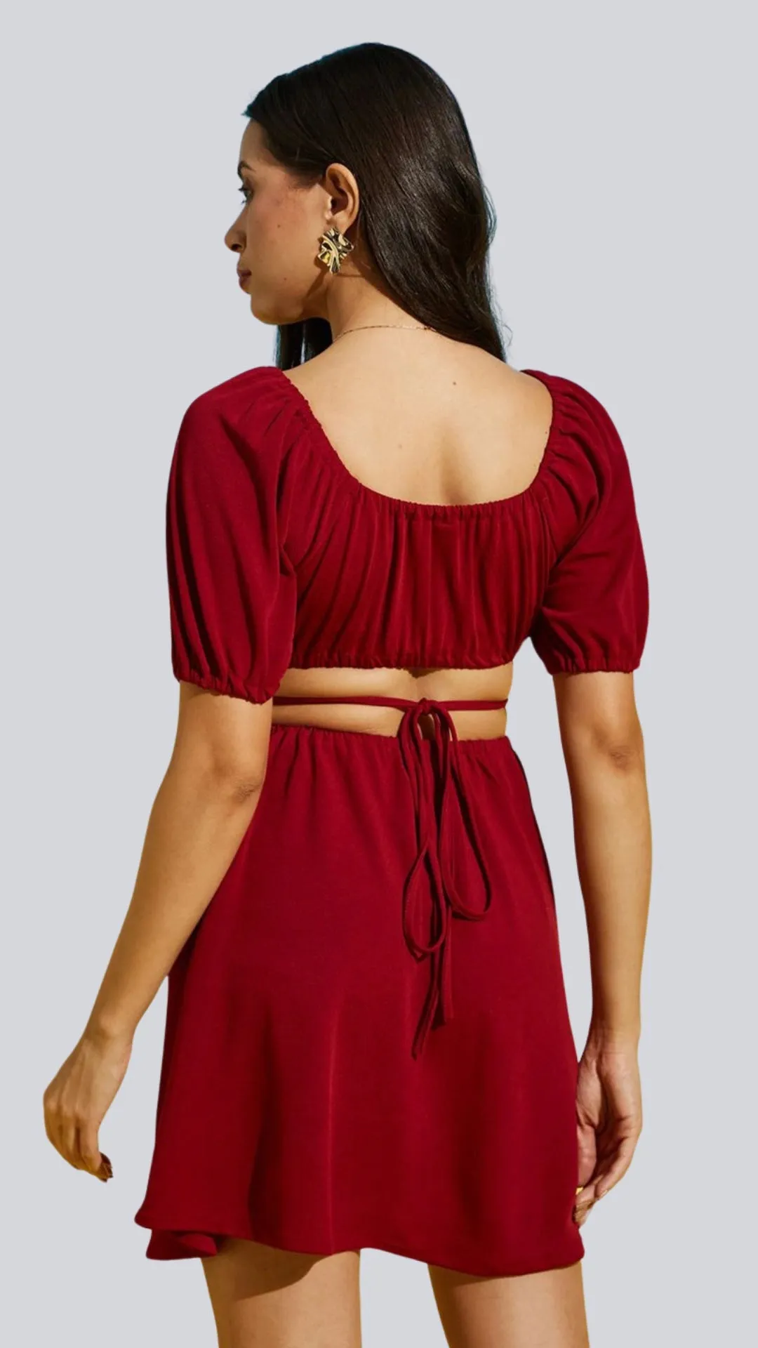 Sultry Lace-Up Waist Mini Dress