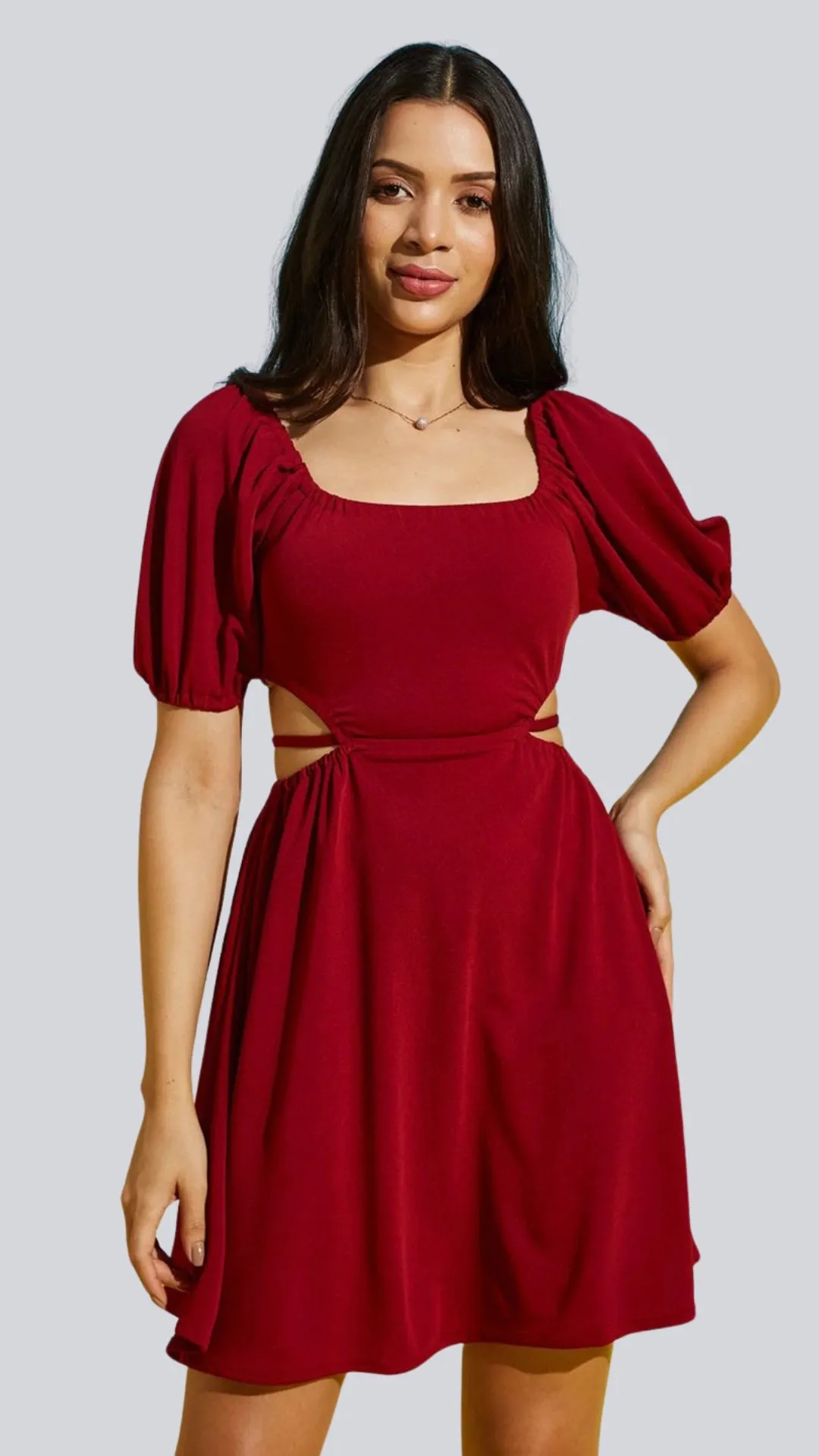 Sultry Lace-Up Waist Mini Dress
