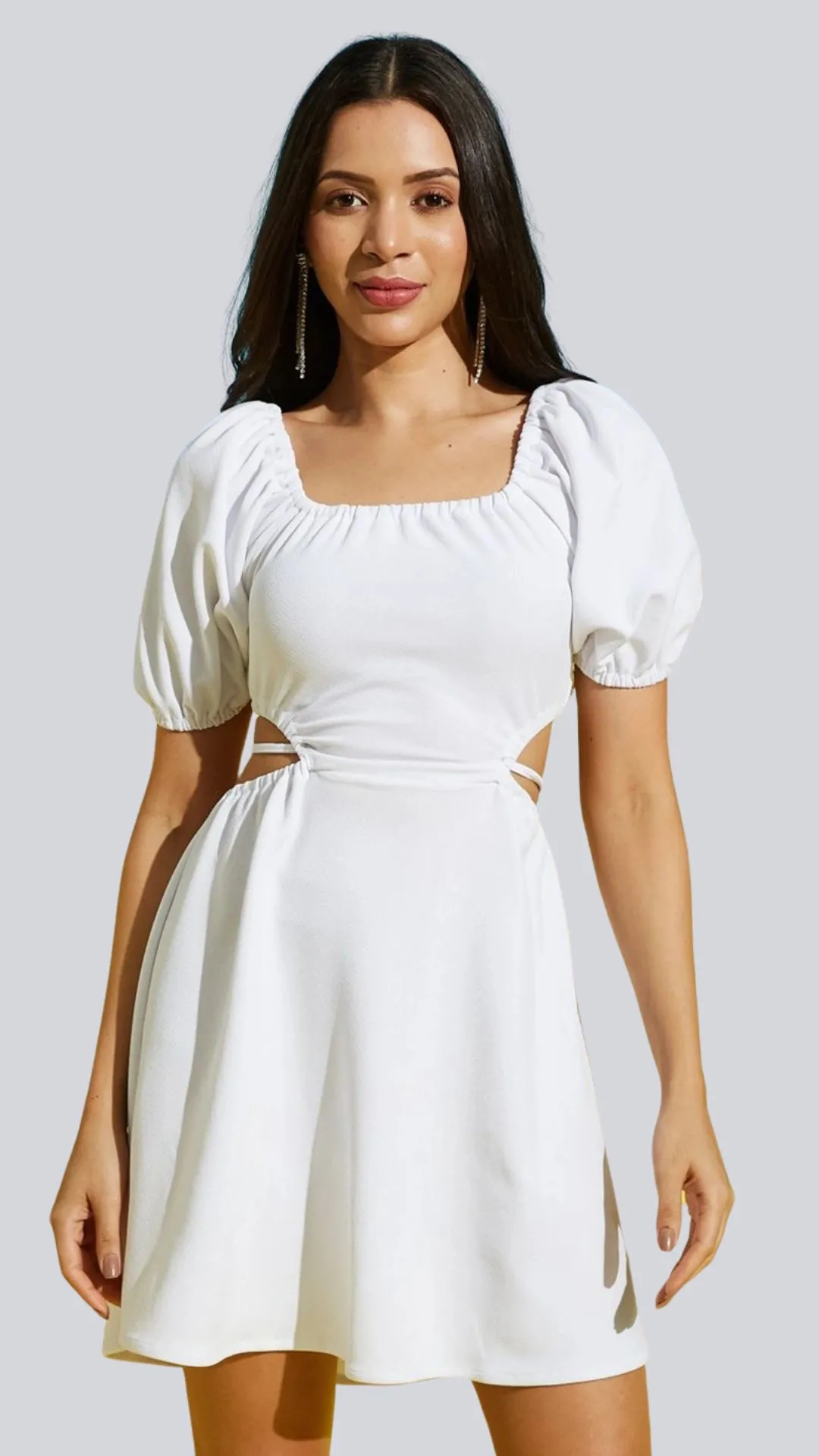 Sultry Lace-Up Waist Mini Dress