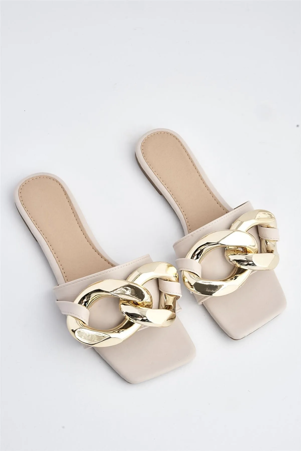 Teva Oversized Chain Flat Sandal in Nude