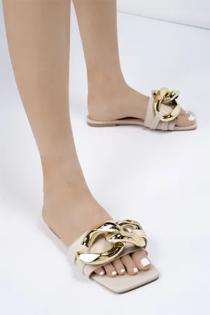 Teva Oversized Chain Flat Sandal in Nude