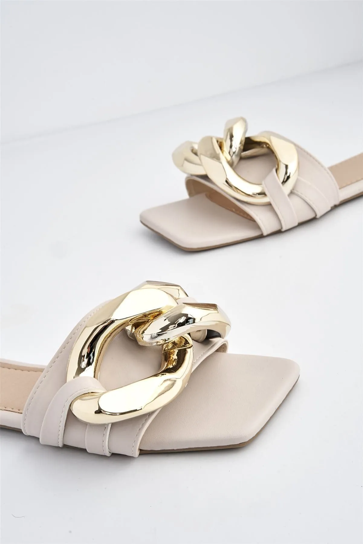 Teva Oversized Chain Flat Sandal in Nude