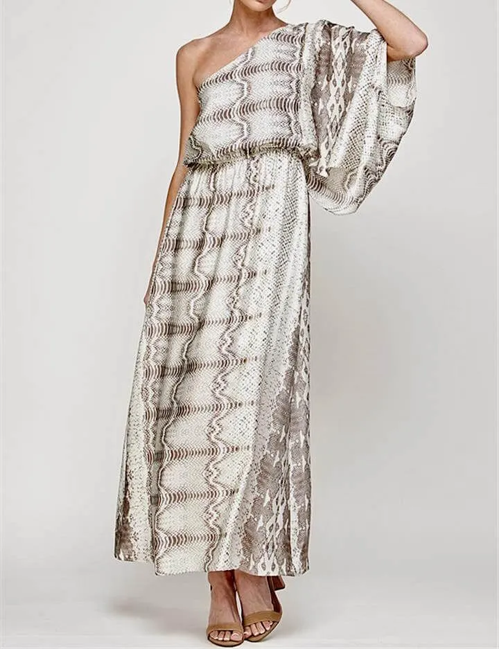The Marcia Dress: Satin Snake Print Dress