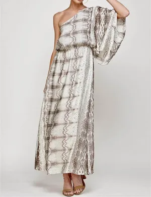 The Marcia Dress: Satin Snake Print Dress