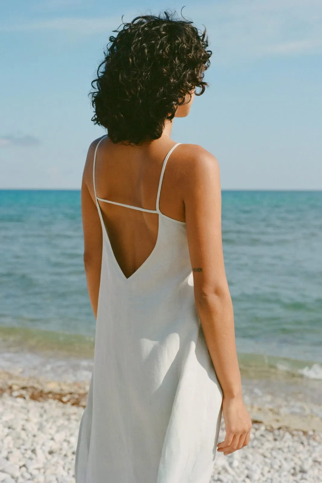 The Trude Linen Slip Dress in mint