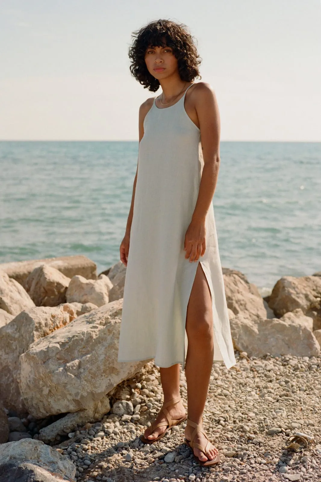 The Trude Linen Slip Dress in mint