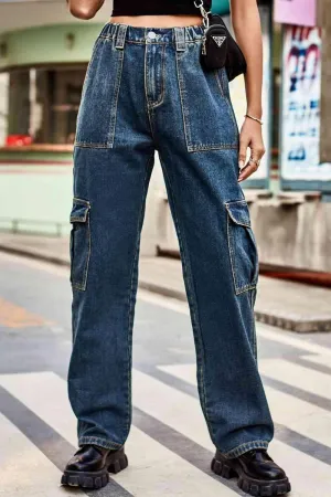 Throwback Fashion Loose Fit Cargo Jeans
