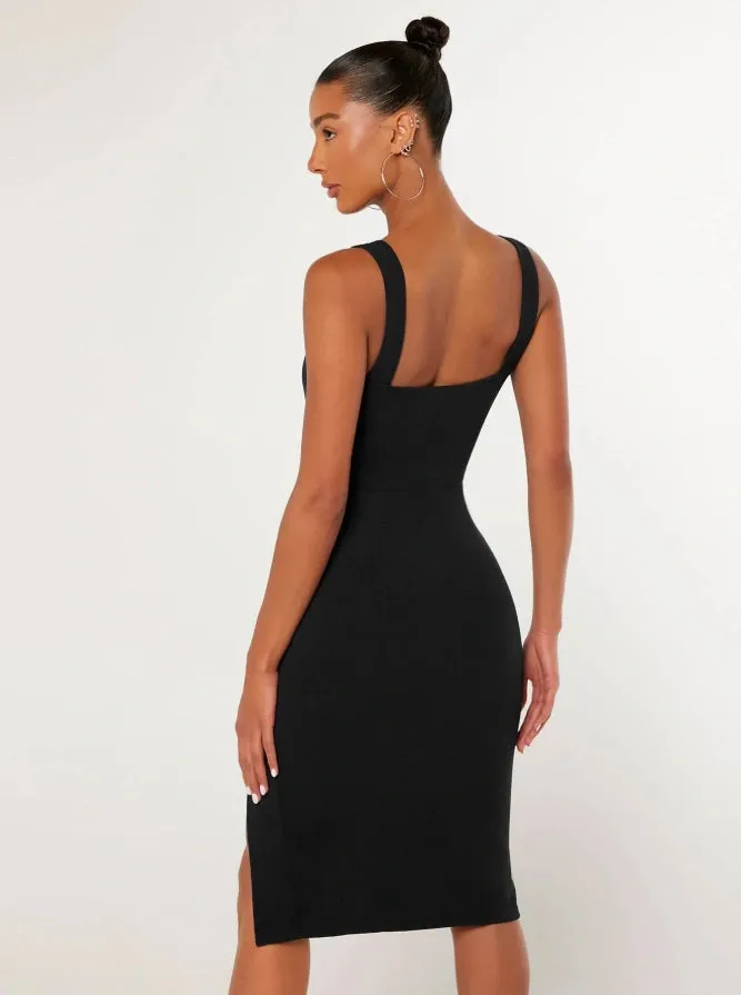 Timeless Blacc Rhinestone Square Neck Dress