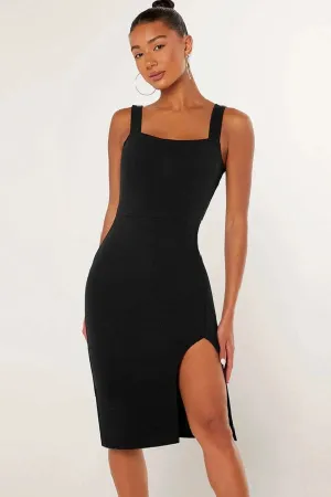 Timeless Blacc Rhinestone Square Neck Dress