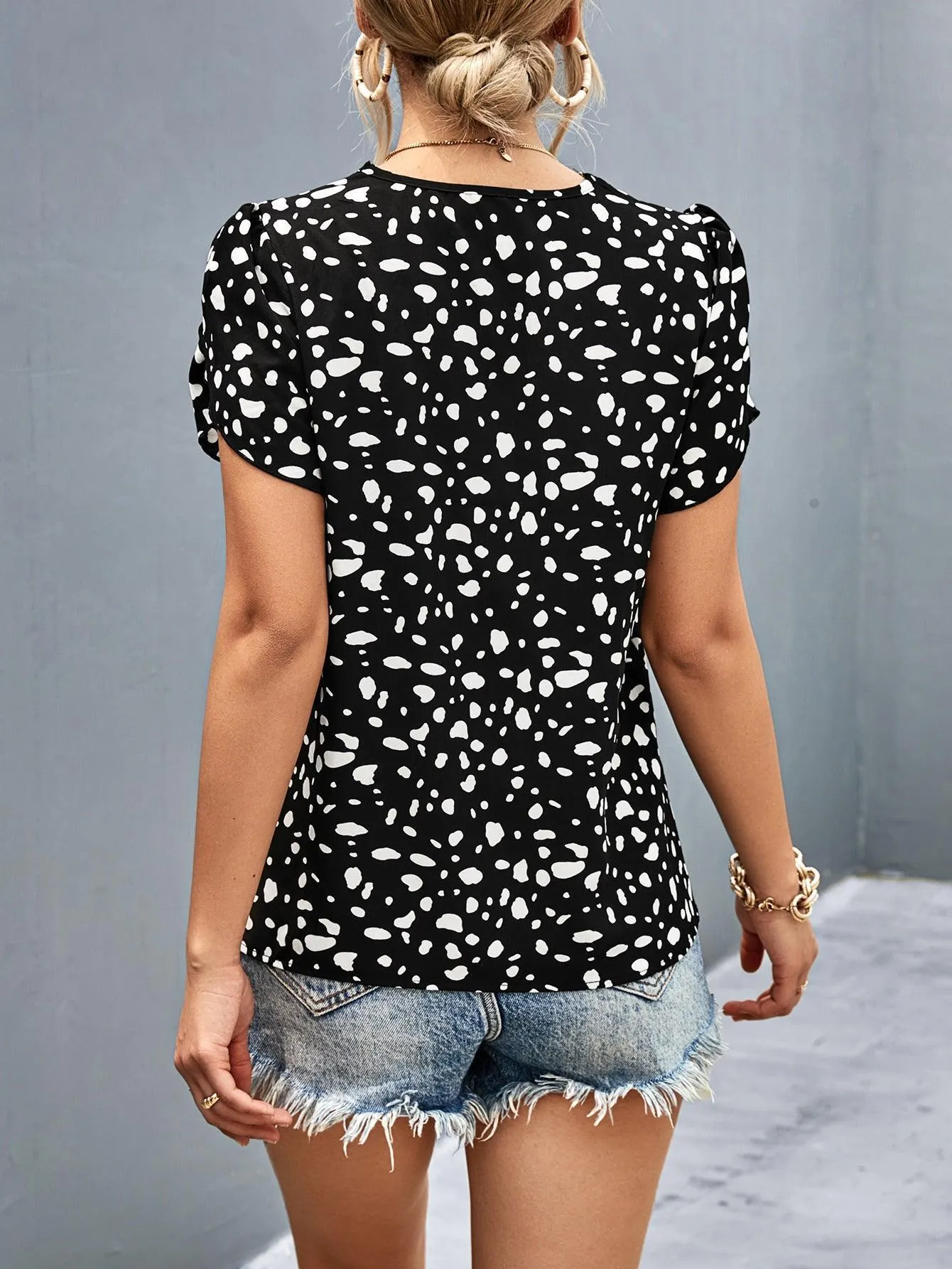 Timeless Class Animal Print V Neck Blouse