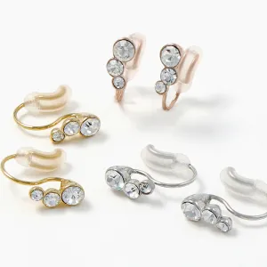 Triple Stone Airy Fit Clip On Earrings