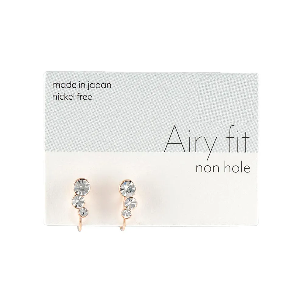 Triple Stone Airy Fit Clip On Earrings