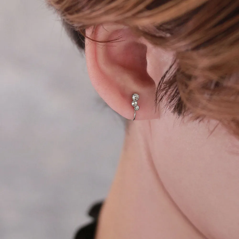 Triple Stone Airy Fit Clip On Earrings