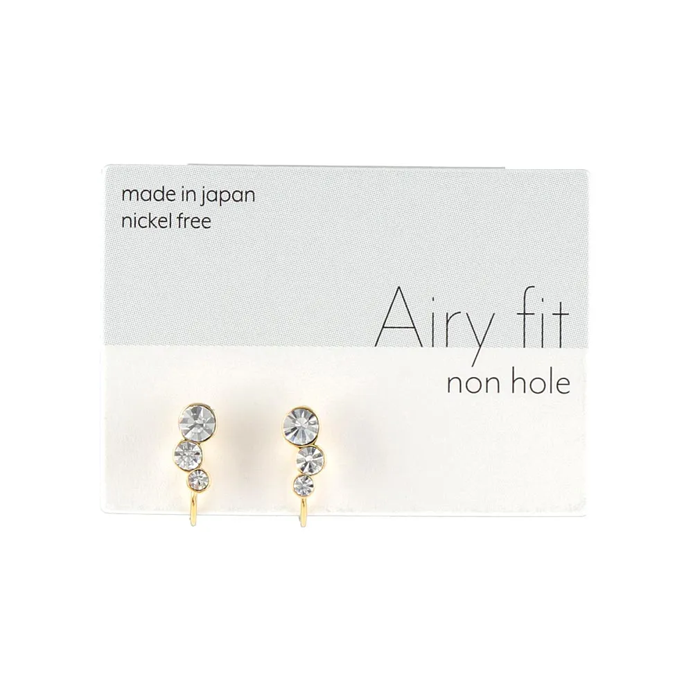 Triple Stone Airy Fit Clip On Earrings