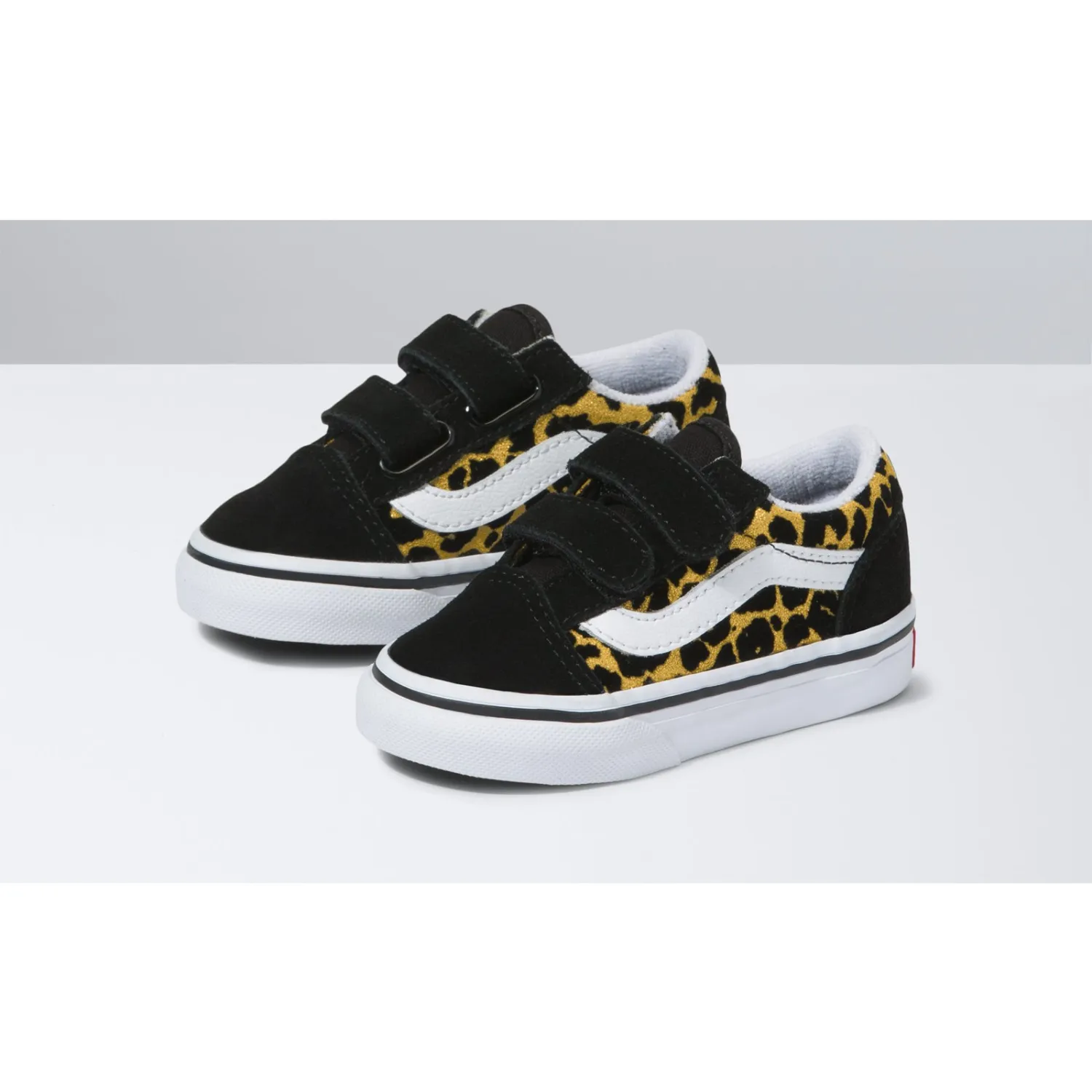 Vans Old Skool V (Flocked Leopard) Black/True White - Toddler