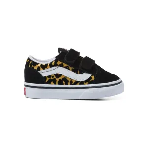 Vans Old Skool V (Flocked Leopard) Black/True White - Toddler