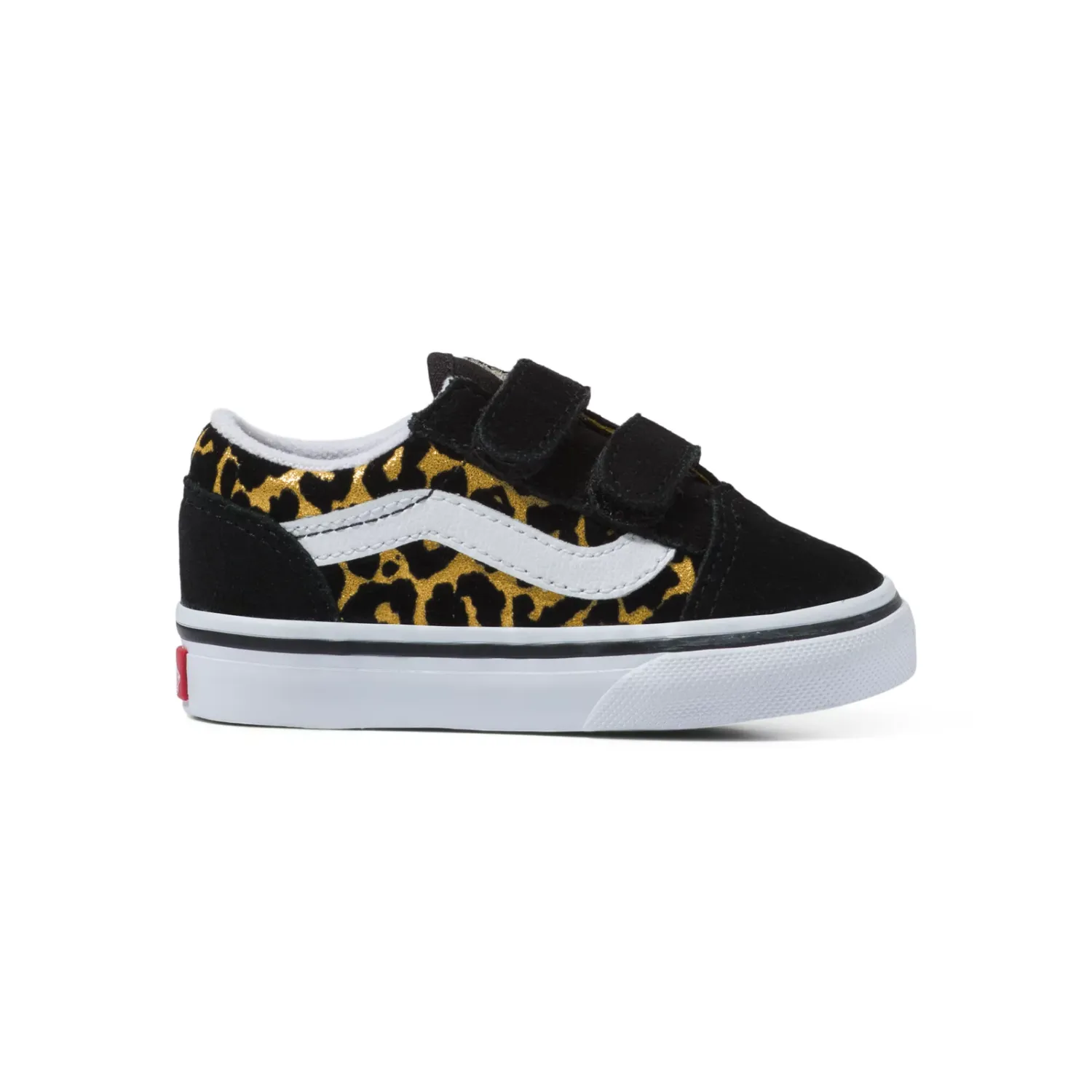 Vans Old Skool V (Flocked Leopard) Black/True White - Toddler