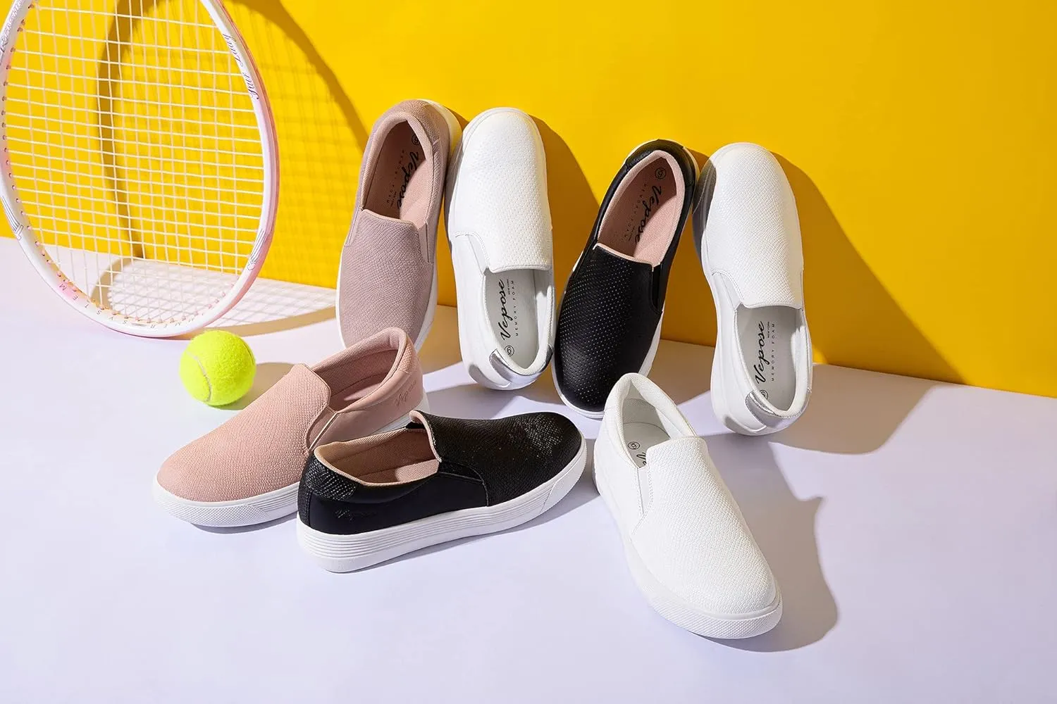 Vepose 8008 Slip on Sneakers Women Fashion Sneakers Comfortable Casual Loafers Shoes with Memory Foam