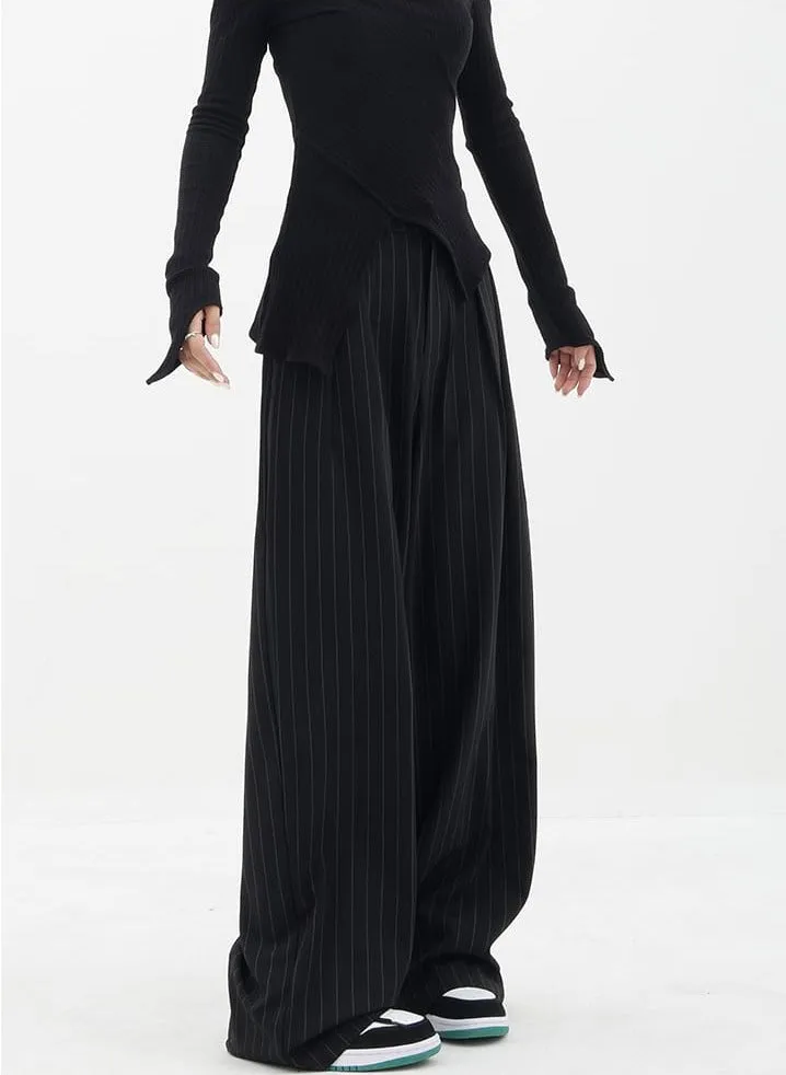 Wide Leg Pinstripe Pants
