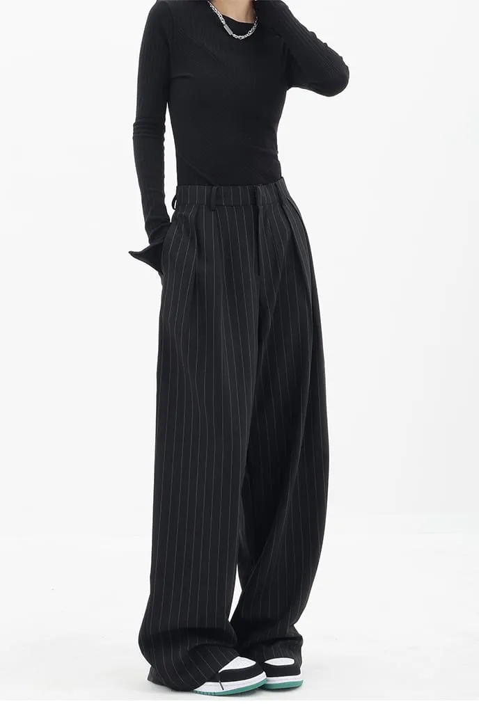 Wide Leg Pinstripe Pants