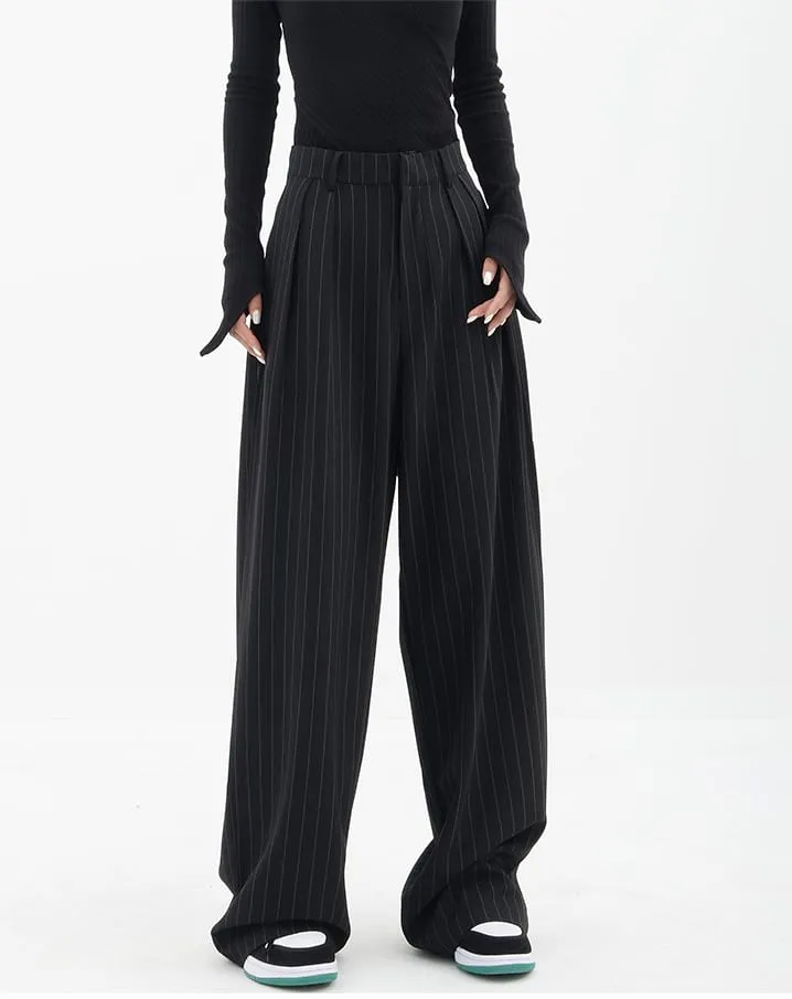Wide Leg Pinstripe Pants