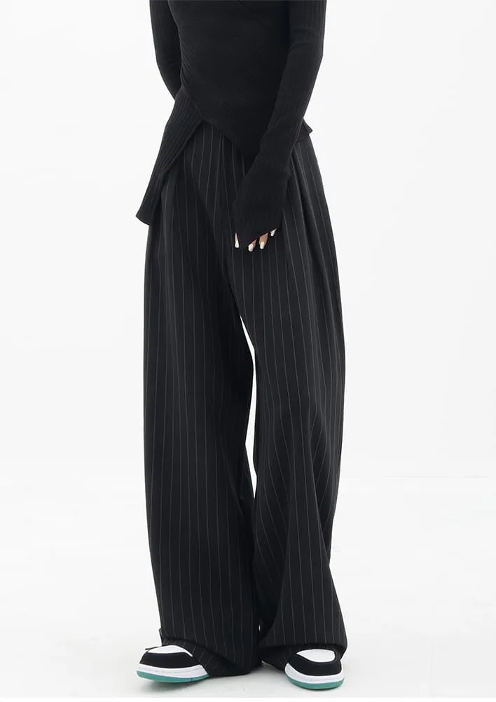 Wide Leg Pinstripe Pants