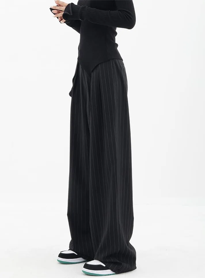 Wide Leg Pinstripe Pants