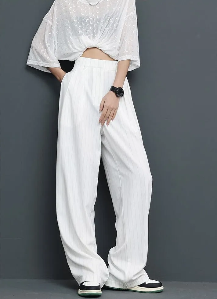 Wide Leg Pinstripe Pants