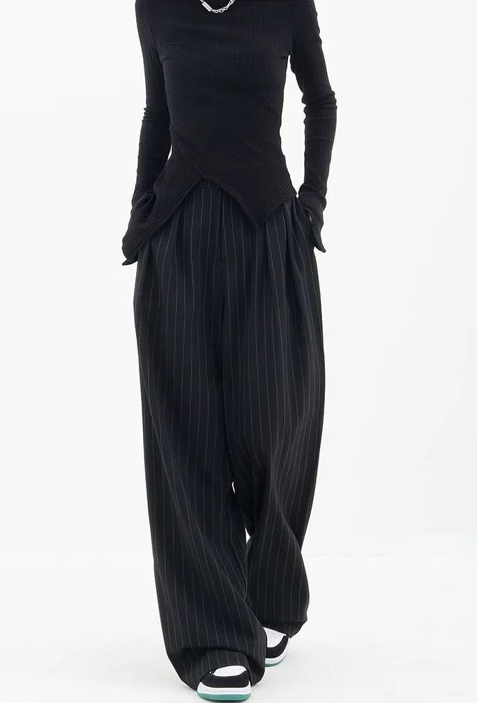 Wide Leg Pinstripe Pants