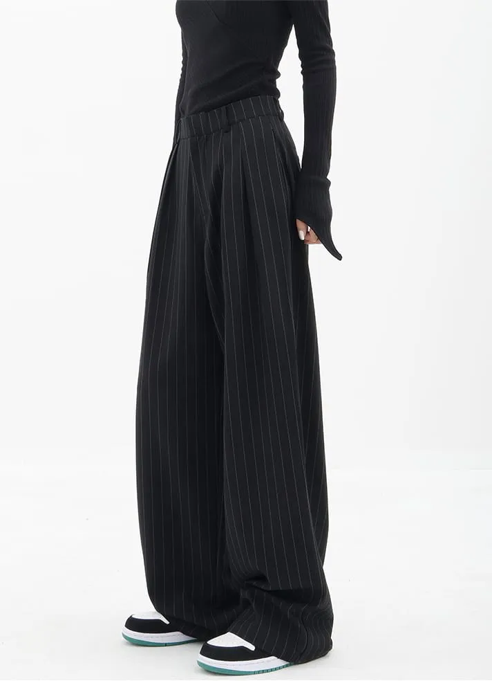 Wide Leg Pinstripe Pants