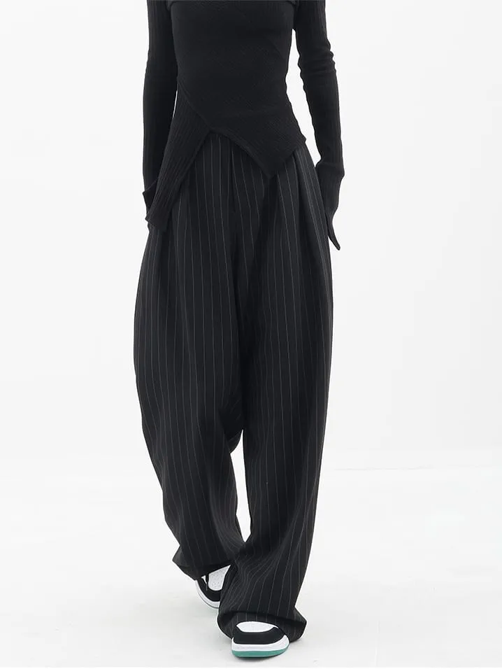 Wide Leg Pinstripe Pants