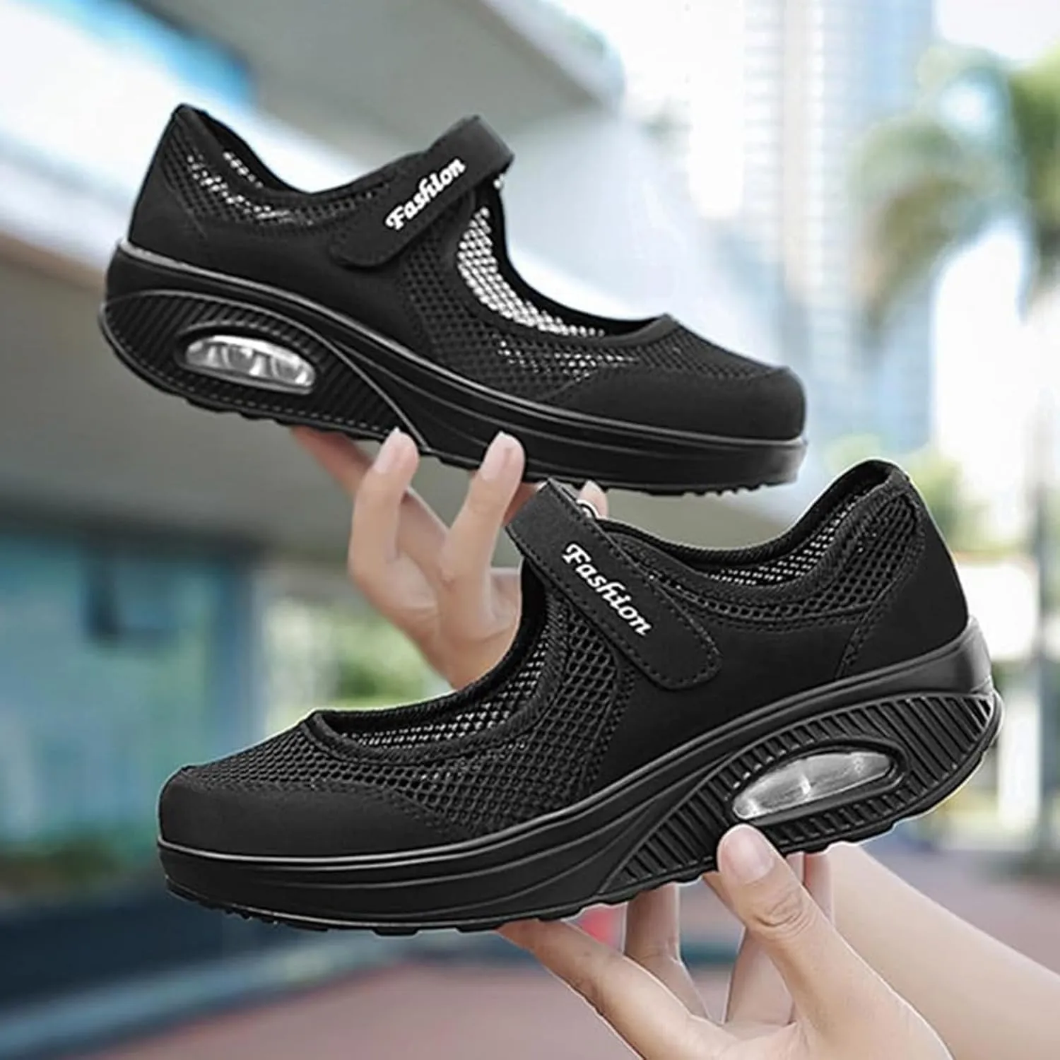 Women's Mesh Adjustable Nurse Shoes Breathable Lightweight Walking Cushion Buffer Fitness Nursing Orthotic Mary Jane Hollow Out Granny Walk Soft-Soled Flats Dance Sneakers Wide Width Non-Slip
