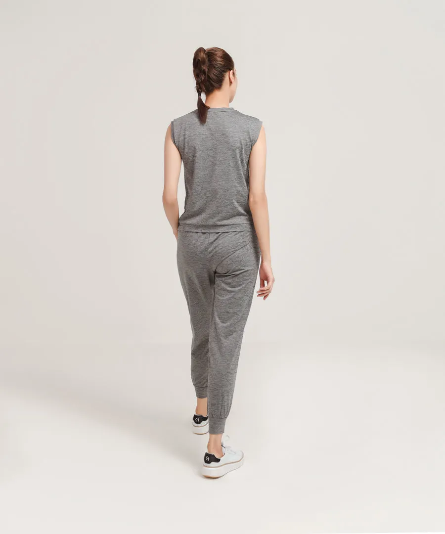 Women's Sleeveless Melange Tracksuit