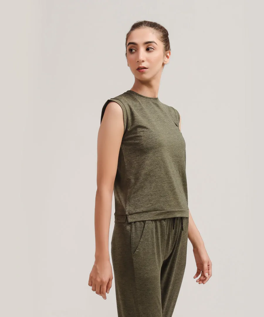 Women's Sleeveless Melange Tracksuit