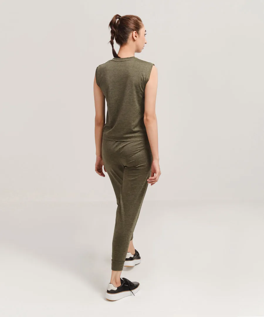 Women's Sleeveless Melange Tracksuit