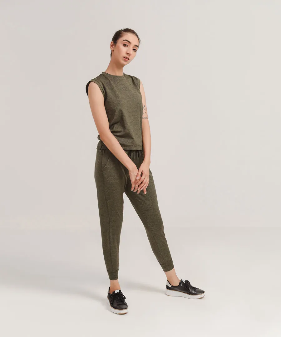 Women's Sleeveless Melange Tracksuit