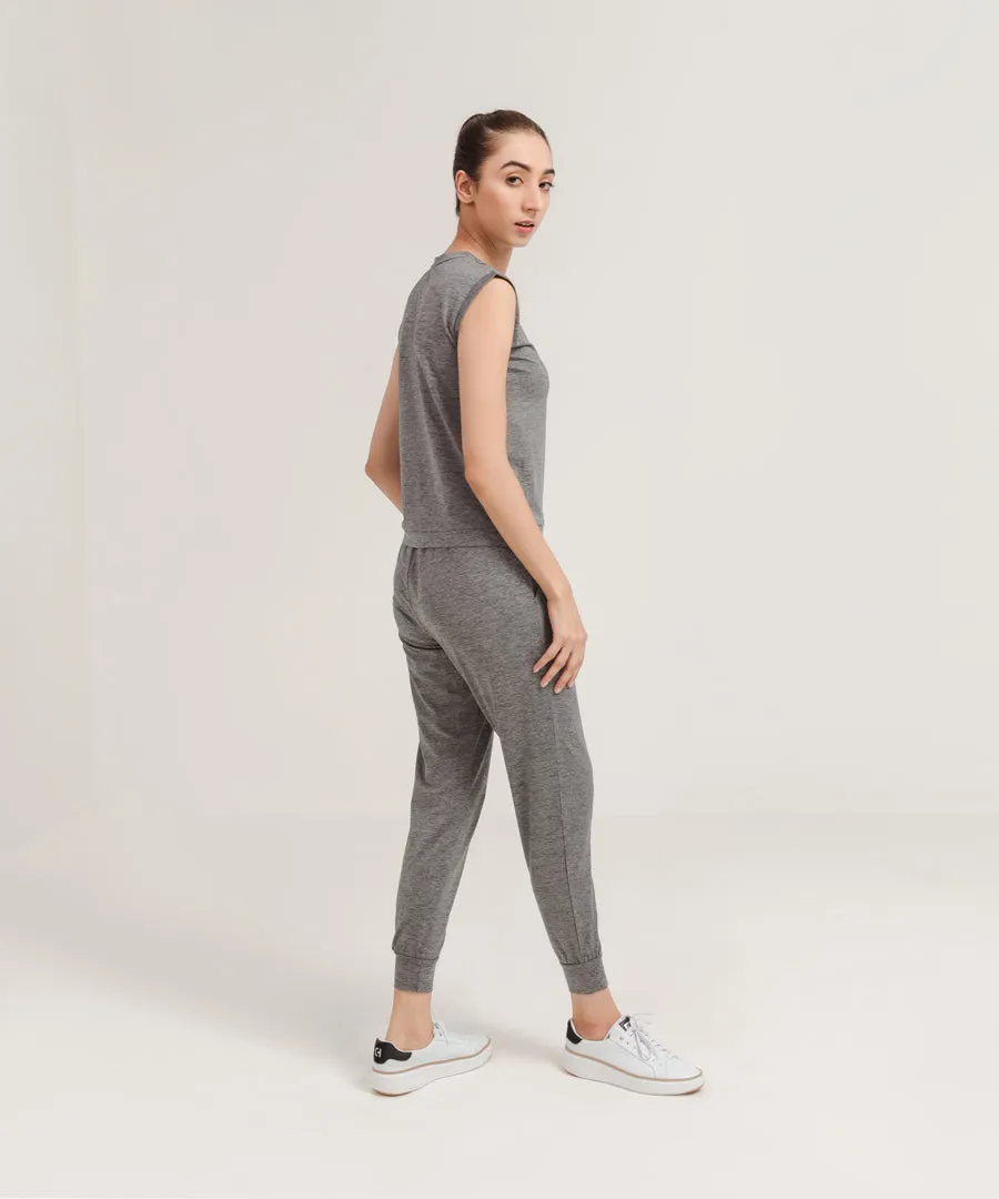 Women's Sleeveless Melange Tracksuit