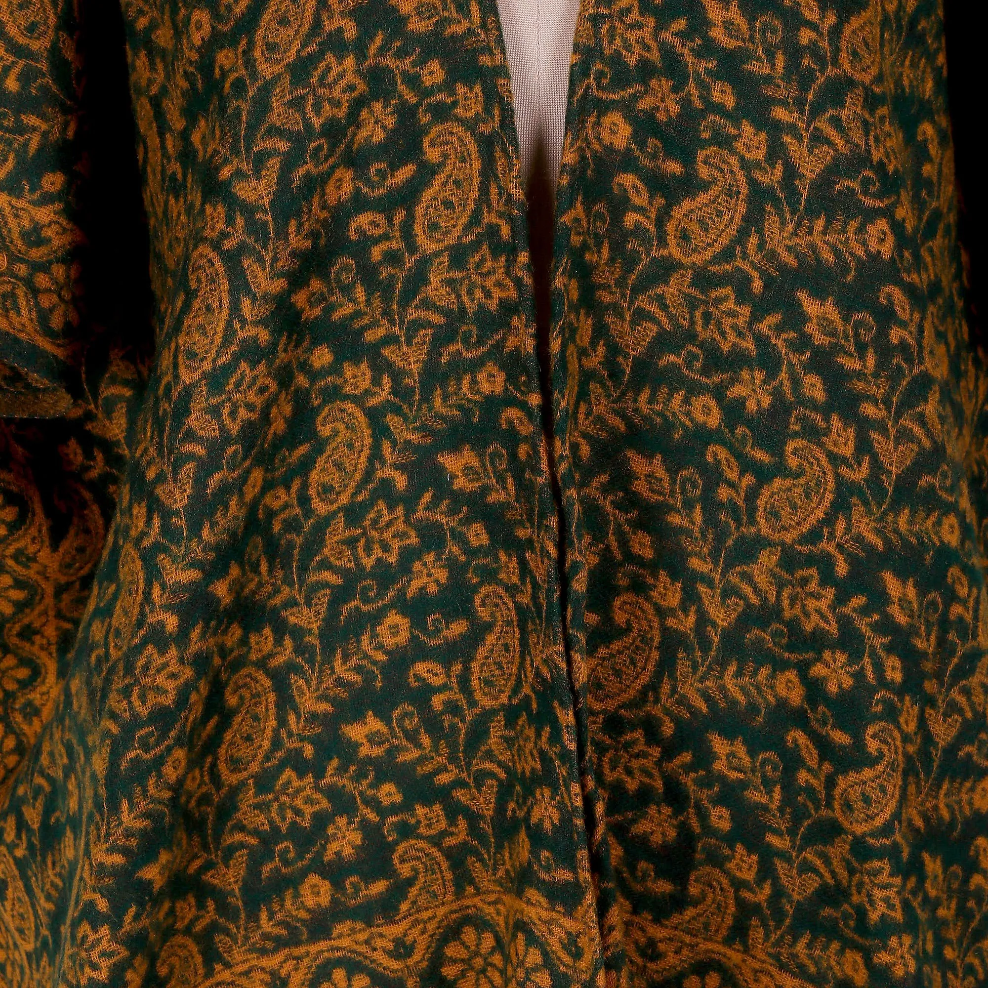Yellow and Green Open Front Fringed Floral Ruana - Into the Green | NOVICA
