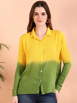 Yellow Tie-Dye Crepe Loose fit Shirt