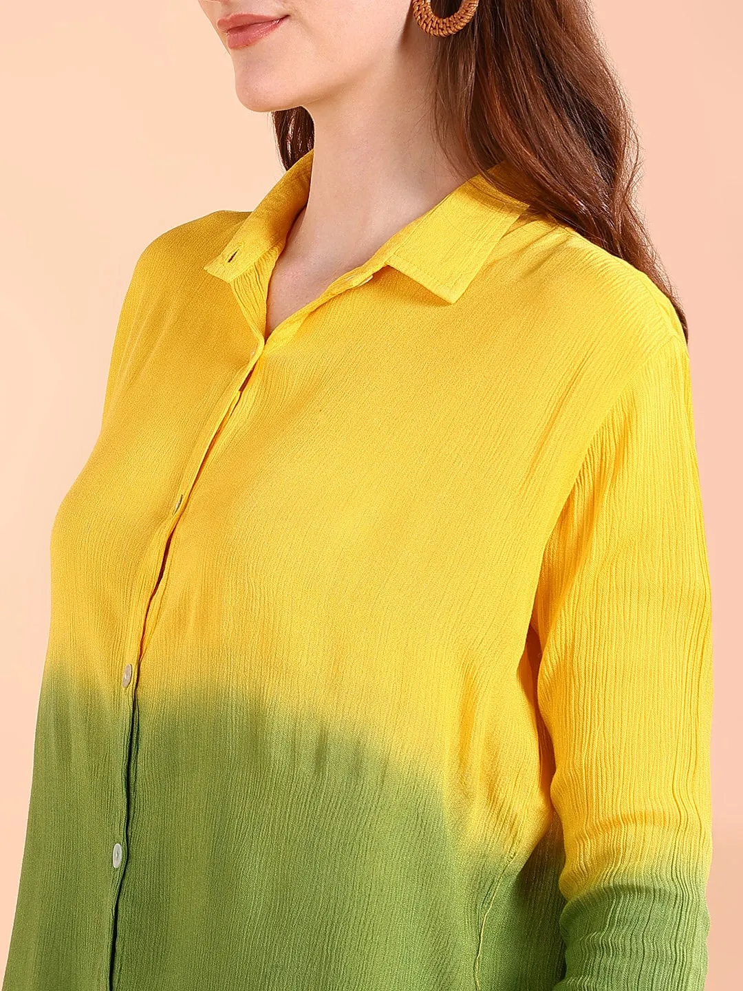 Yellow Tie-Dye Crepe Loose fit Shirt