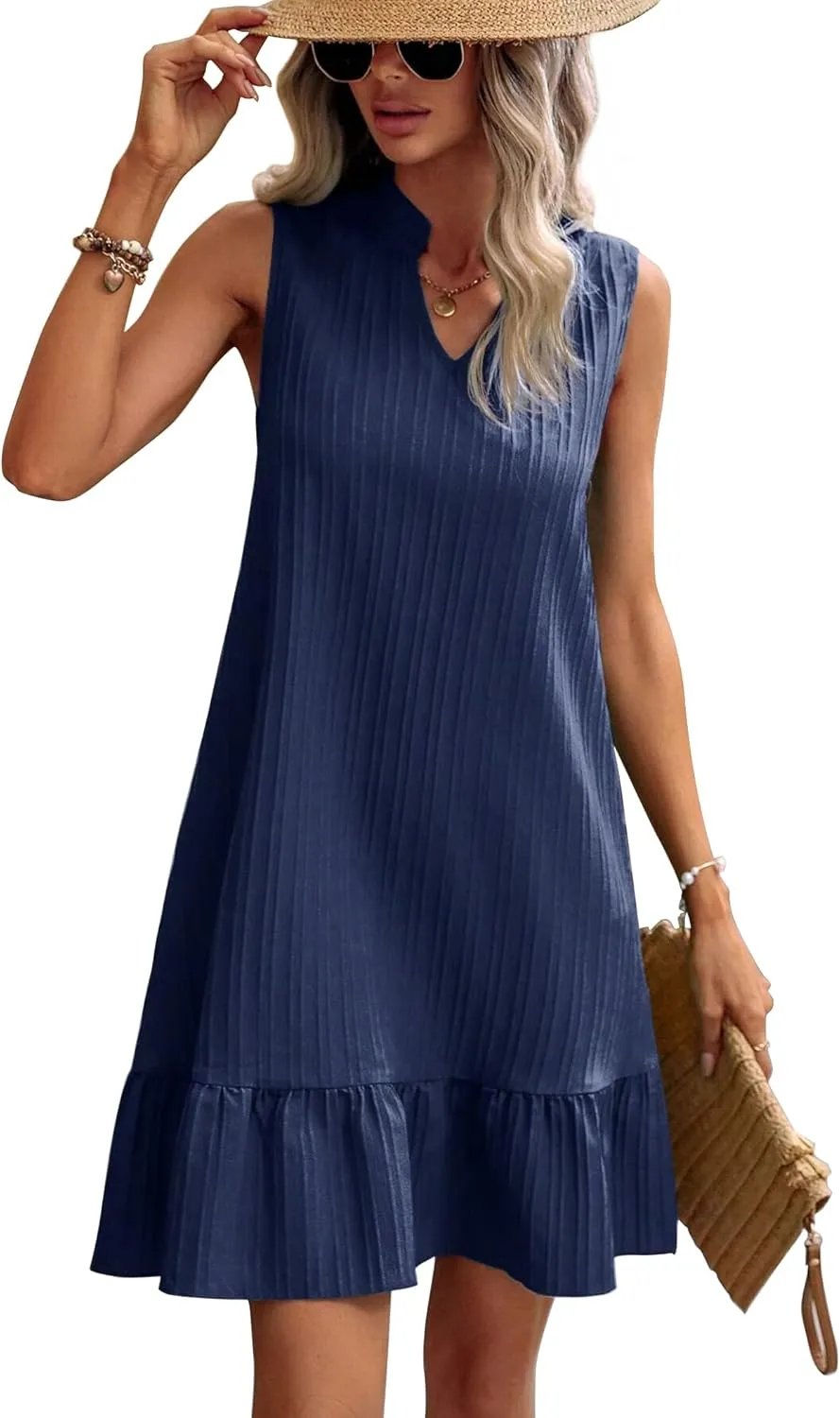 Zeagoo Summer Dress Women's Sleeveless V-Neck T-Shirt (DE Only)